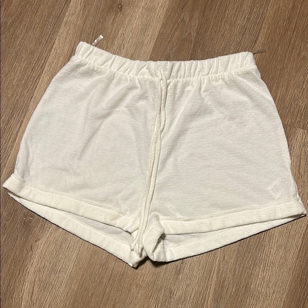 Blue Blush White Athletic Shorts with Elastic Waistband